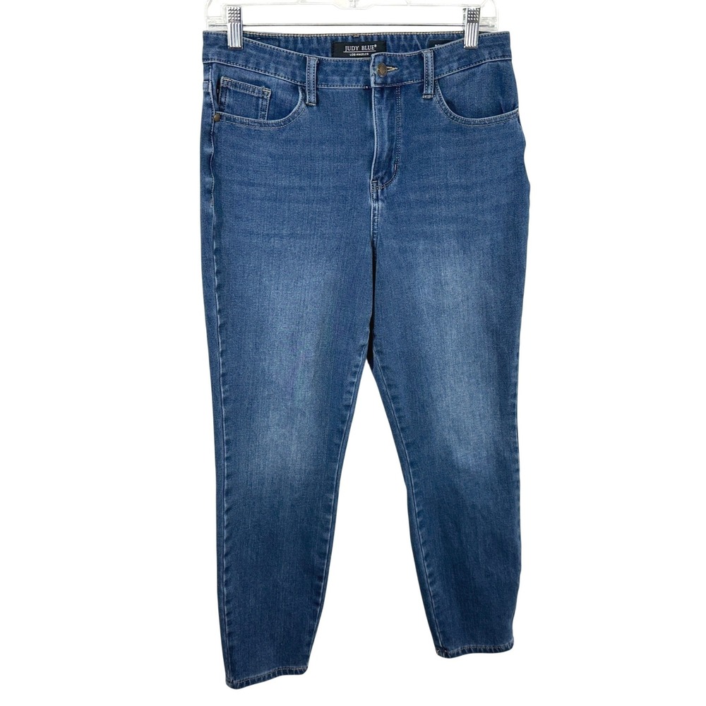 Judy Blue Size 7/28 Jeans Boyfriend Fit High Rise Stretch Solid Blue Denim 1222